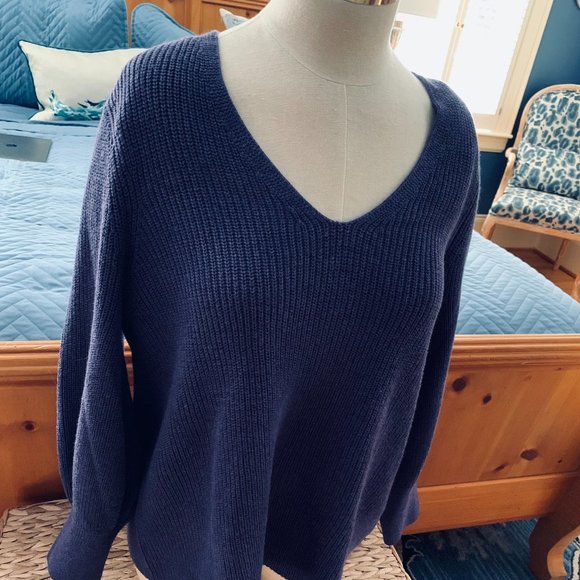 Nic+Zoe Purple/Fig V-neck Shaker Sweater - Size L - Picture 8 of 13